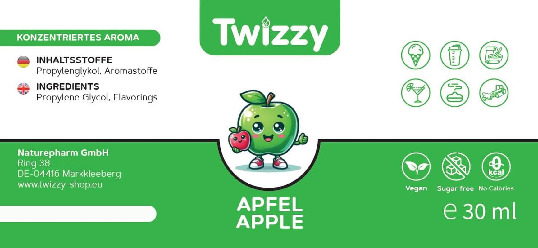 Twizzy, Aroma Concentrato alla Mela, 30 ml Aromi Naty Shop