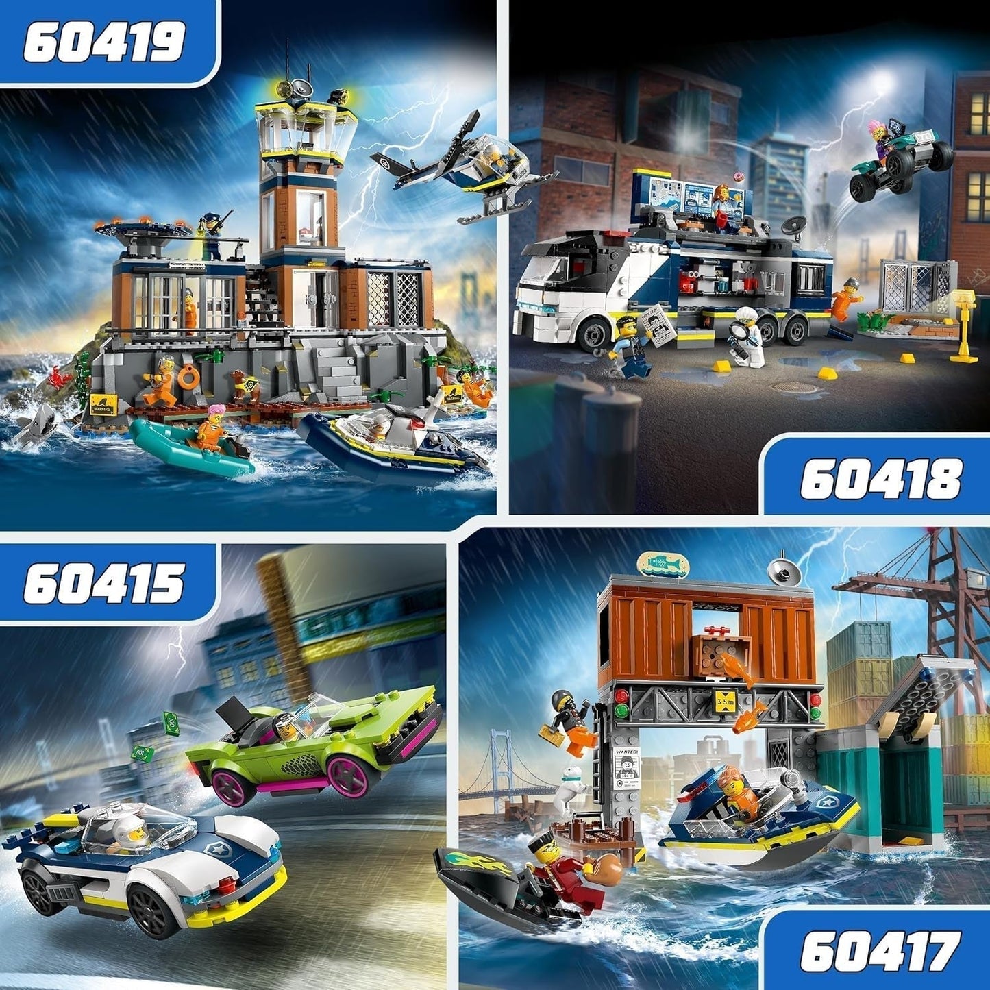 Inseguimento in auto LEGO City con auto della polizia e muscle car, trenino con 2 auto da corsa, regalo della polizia per bambini, ragazzi e ragazze dai 6 anni, set con poliziotto e minifigure Ganovin 60415 Set da costruzione Besuche den LEGO-Store