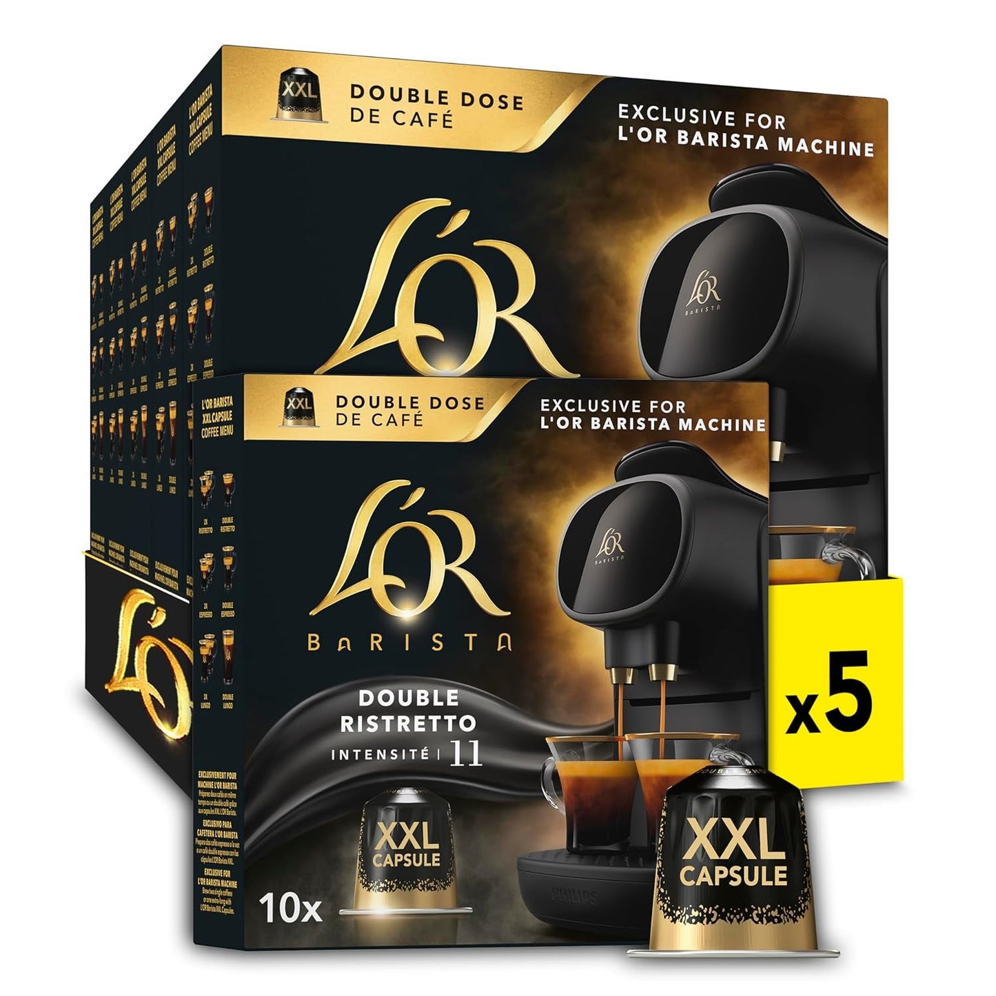 L'OR Barista Kaffeekapseln Ristretto, esclusivo per L'OR Barista Maschinen, confezione da 5, 5 x 10 Kapseln