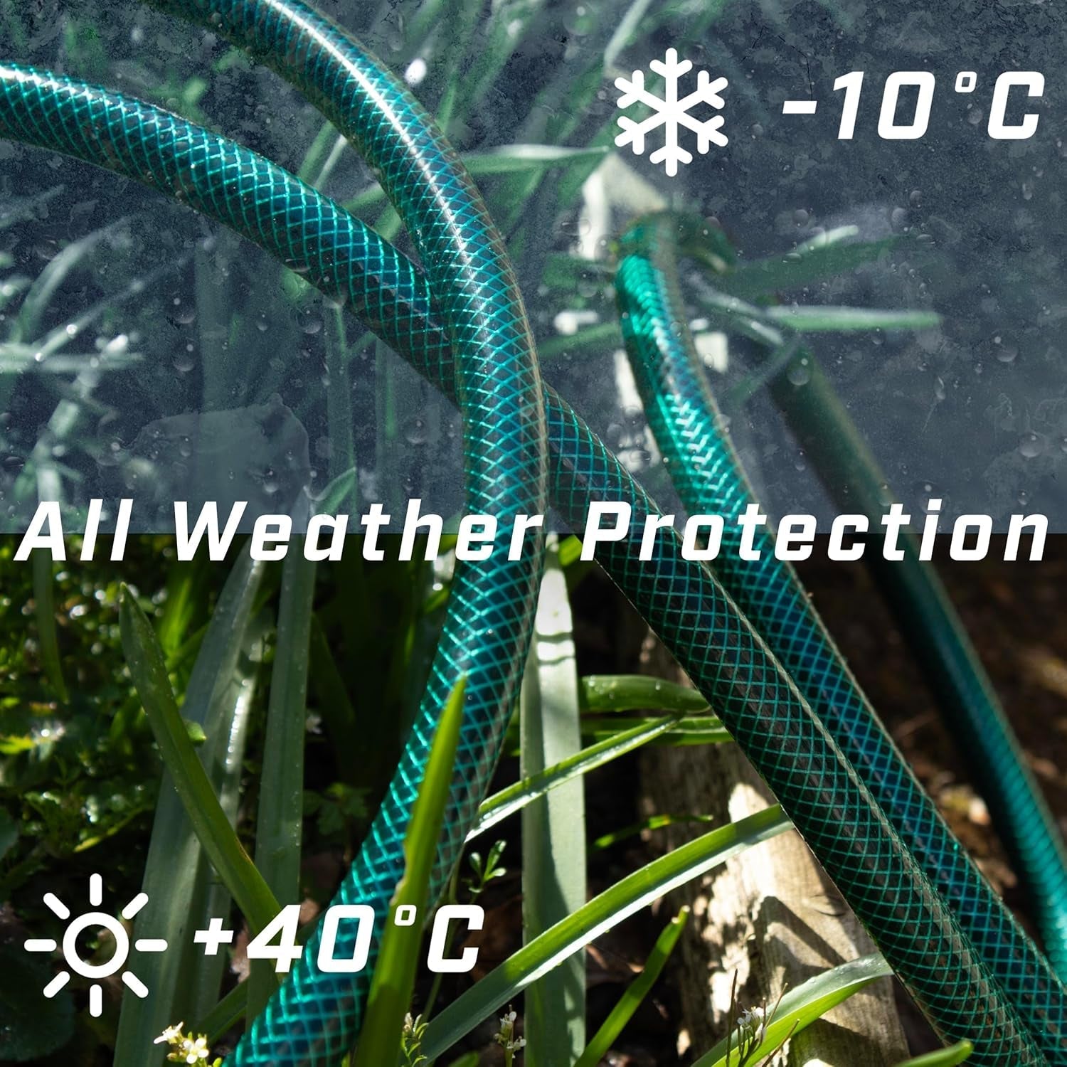 Tubo da giardino Faithfull da 50 m (164 piedi) rinforzato, diametro 12,7 mm (1/2 pollice) - Tubo in PVC resistente, verde