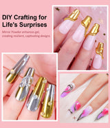BISHENGYF Polvere per unghie cromata oro rosaNeue Upgrade Grosse Kapazitä Chrom PulverSuper-Spiegeleffekt Metall Mirror Chrome Powder –Neon Glassy Pearl Effect Glitter Nagelkunst Pulver Für DIY Salon