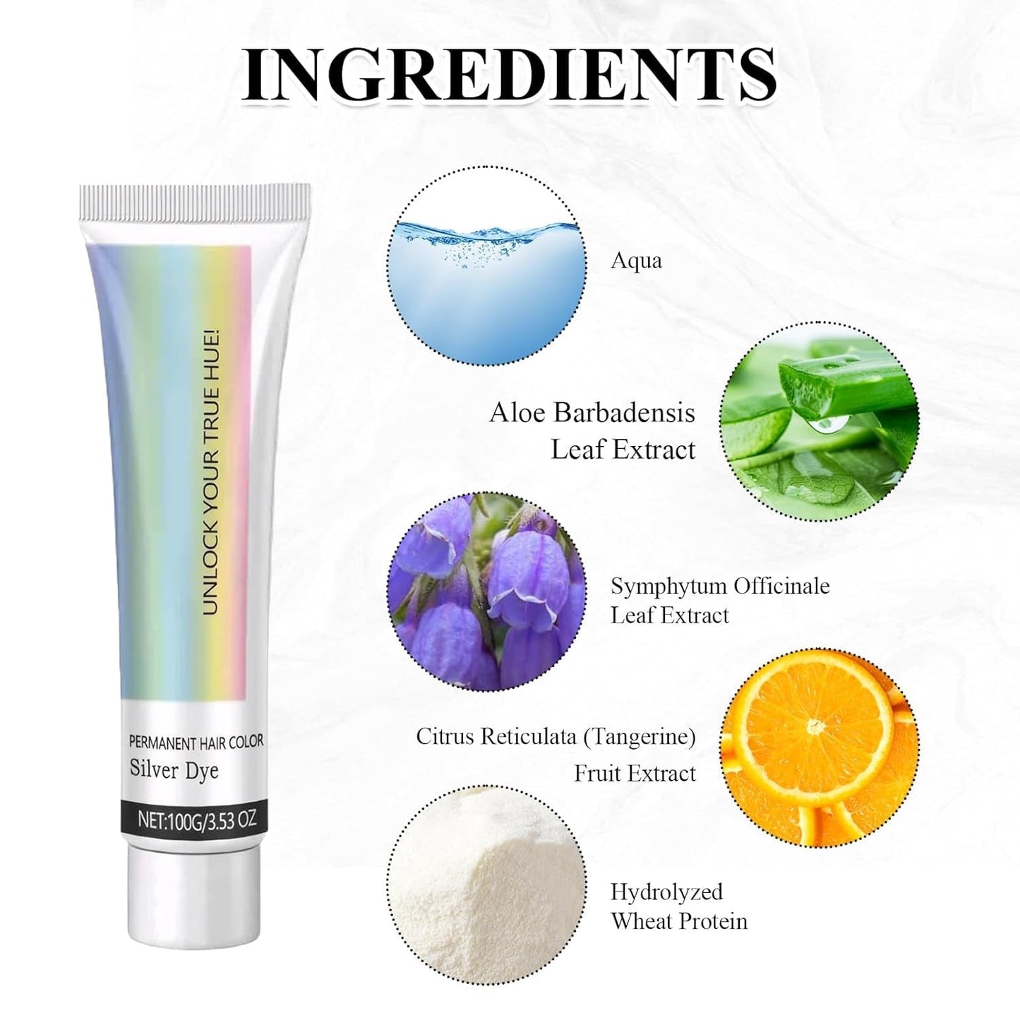 Tintura per capelli Grigio Argento Crema Colorante Per Capelli Grigio Argento Naturale, Crema Colorante Per Capelli Grigio Grigio Argento, Crema Colorante Per Capelli Naturale Grigio Argento Tinta Per Capelli Grigia per tutti i tipi di capelli con 1 Massaggiatore Del Cuoio Capelluto (100ml) Tinture per capelli Naty Shop