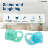 Ciucci per bambini Twistshake – Confezione da 2 | Forma ortodontica | Ultraleggero | Tettarella in morbido silicone | Senza BPA | Adatto a bambini dai 6 mesi | Blu Verde