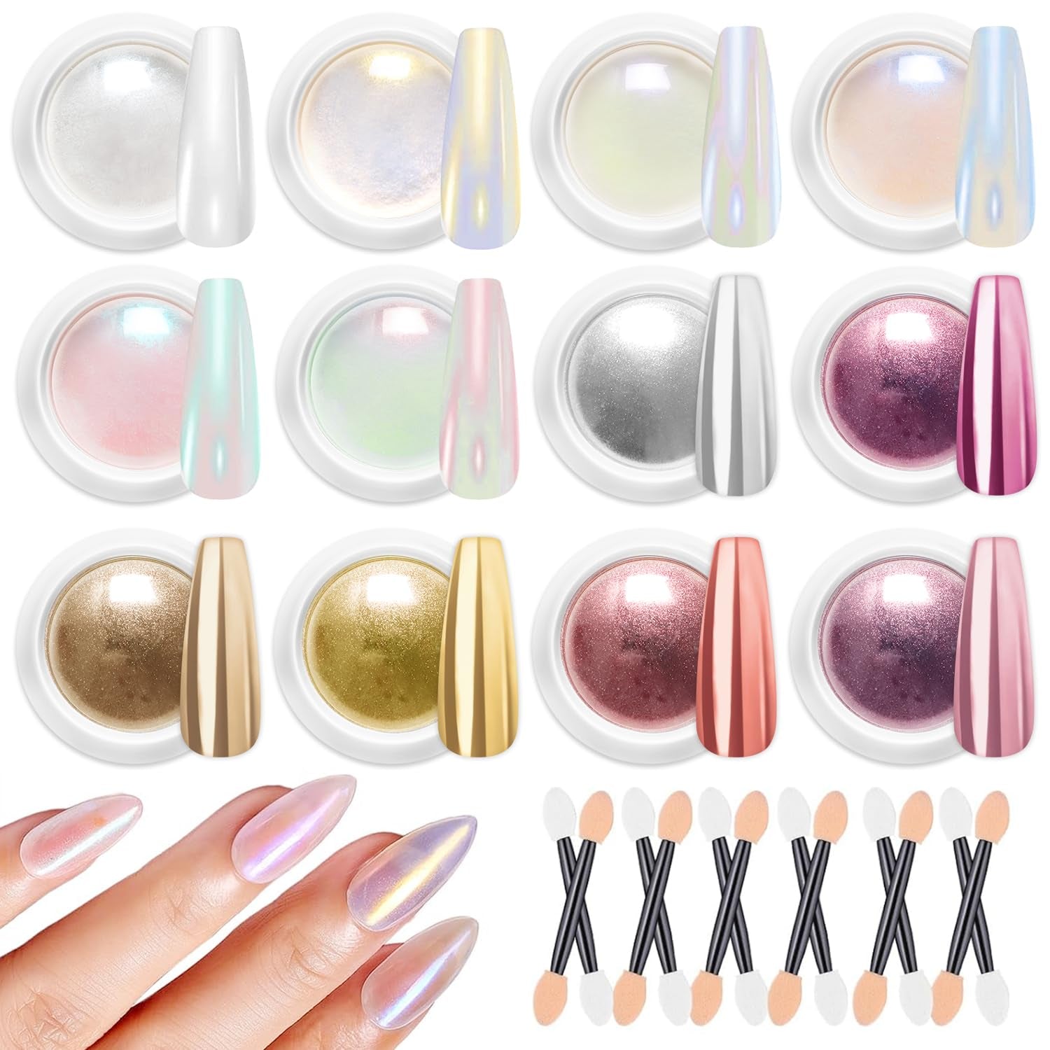BISHENGYF Polvere per unghie cromata oro rosaNeue Upgrade Grosse Kapazitä Chrom PulverSuper-Spiegeleffekt Metall Mirror Chrome Powder –Neon Glassy Pearl Effect Glitter Nagelkunst Pulver Für DIY Salon