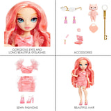 Bambola di Alta Moda Arcobaleno - Pinkly Paige - Bambola alla moda rosa con abito alla moda - con occhiali e oltre 10 accessori di gioco colorati - Ideale per bambini di 4-12 anni e collezionisti