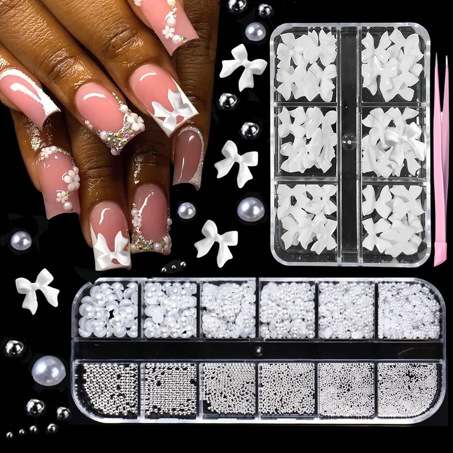 GZMAYUEN 920 pezzi perle per unghie con retro piatto oro argento per unghie, perle per unghie beige bianco Halbrunde, piccole perle con retro piatto Halbrunde per decorazioni per nail art fai da te