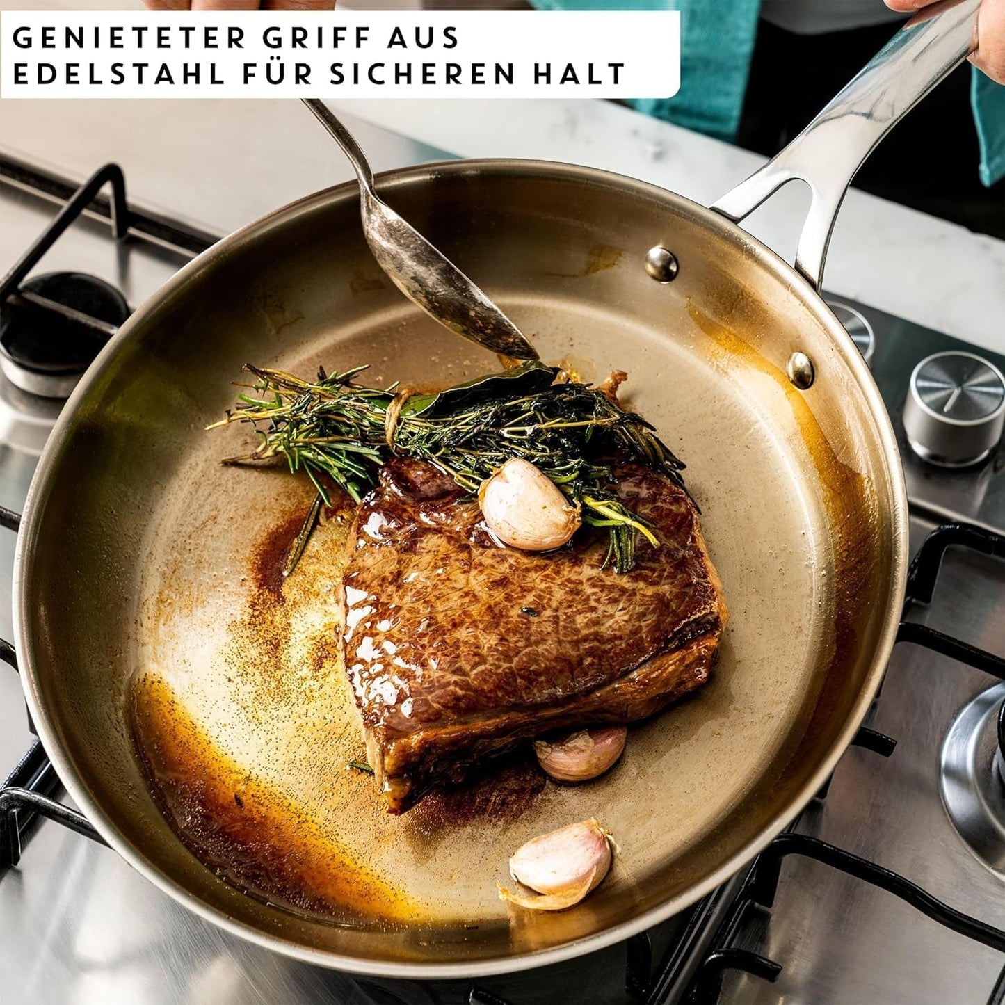Jamie Oliver di Tefal Cook Padella Smart 28Cm, Acciaio inox non rivestito, Adatta all'induzione Pentole e Padelle Naty Shop