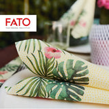 Fato - Tovaglioli carta dry, airlaid, effetto tessuto, confezione da 50 tovaglioli, 40X40 piegati in 4 formati, Decoro Tropicana