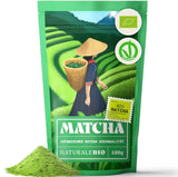 Naturalebio BIO Tè verde in polvere 100 g. Per cucinare e cuocere al forno. Matcha originale giapponese. Tè verde dal Giappone, vegano, senza glutine e non OGM. Prodotto biologico naturale.