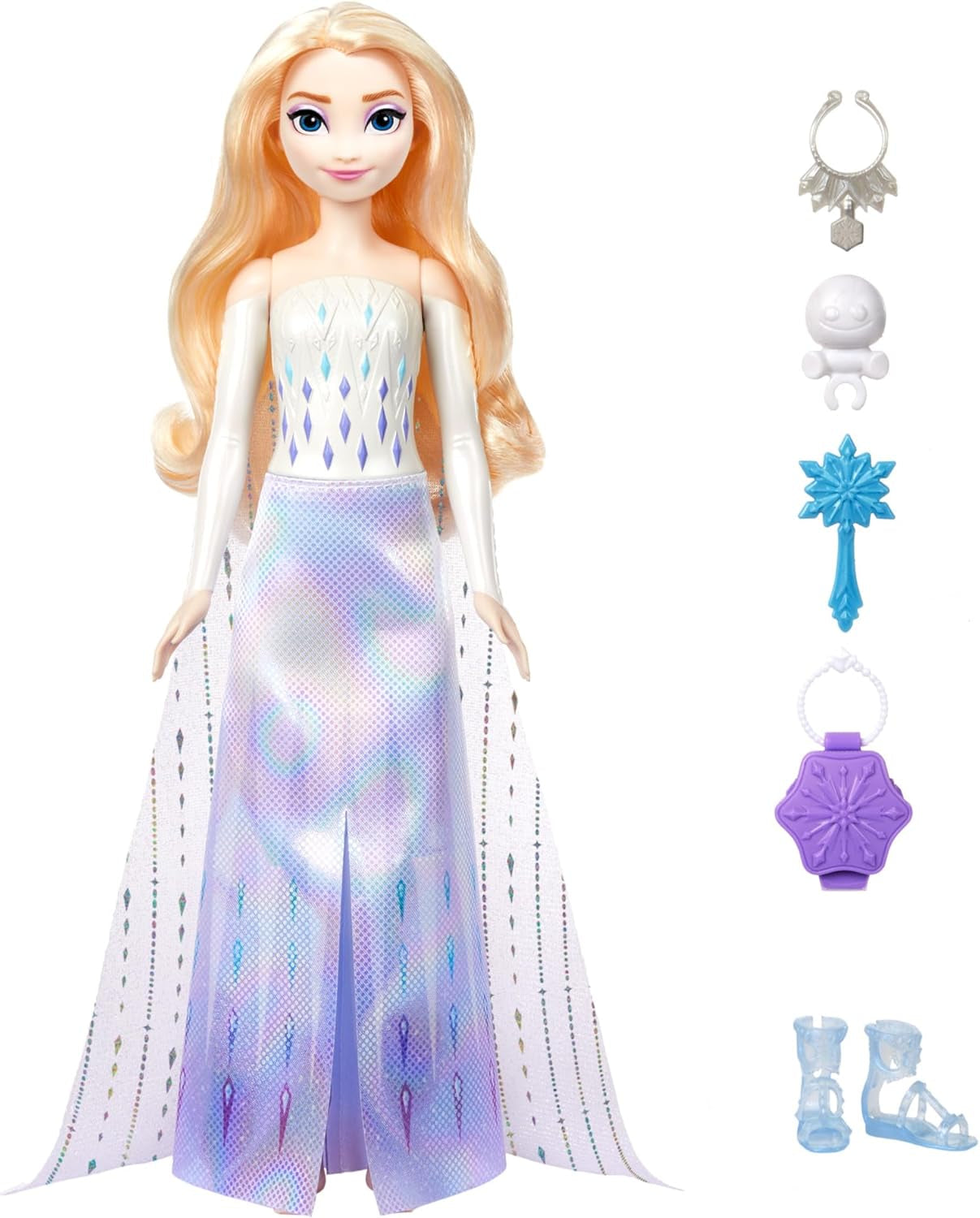Mattel Disney The Ice Queen Elsa Fashion Doll Set, Spin & Reveal con 11 sorprese, inclusi 5 accessori, 5 adesivi e una scena di gioco, ispirata al film Disney, HTG25 Naty Shop Dolls