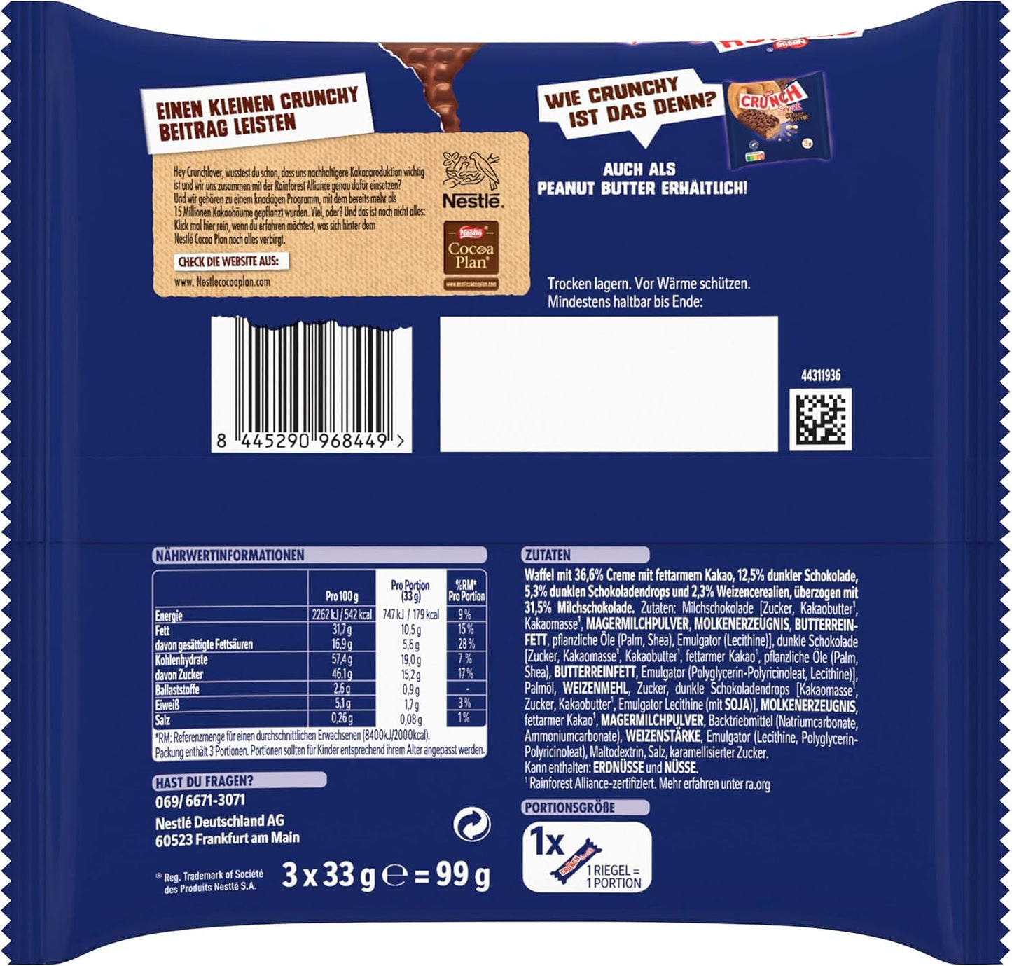 Nestlé Milk Bar Croccante barretta di cereali al cioccolato al latte Confezione da 9 (3 x 33 g ciascuno)