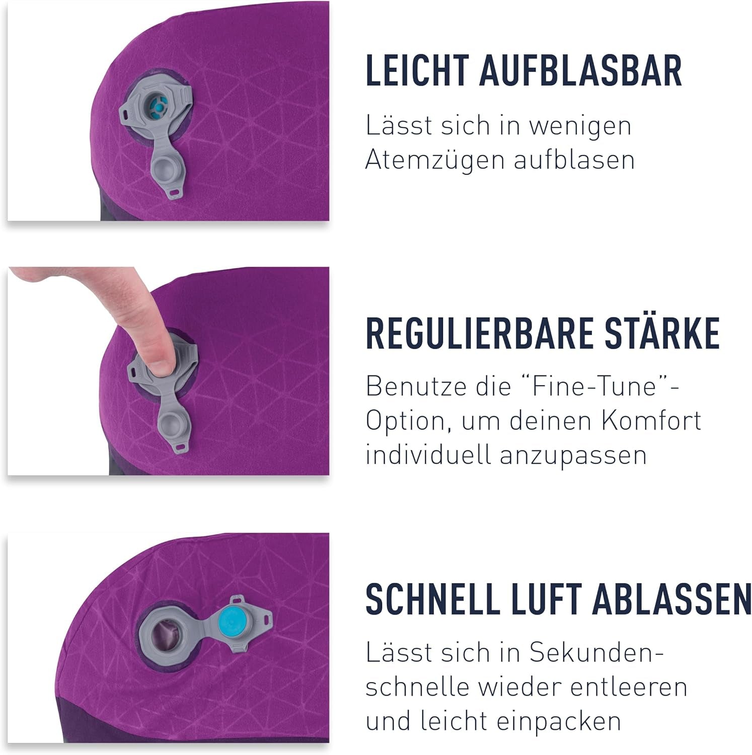 Sea to Summit - Cuscino di supporto lombare Eros Premium - Cuscino di supporto gonfiabile - Sollievo per la schiena - Materiale poliestere 50D - Borsa da viaggio compatta - Servizio, viaggi ed escursioni in auto - Blu navy - 93 g