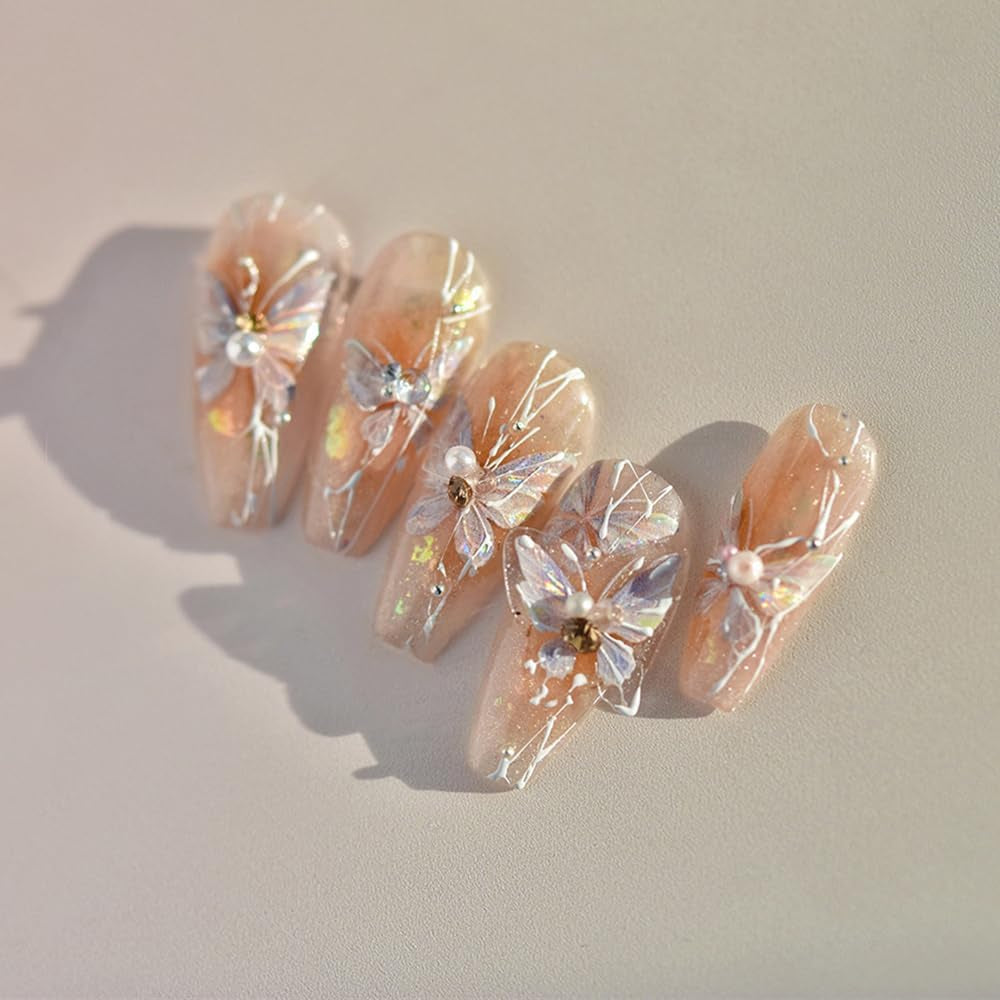 Glänzend Aurora Shell Schmetterling Nagelsticker Selbstklebend, Erleichterung Schmetterlinge Nail Sticker Rosa Laser Schmetterling Nagelaufkleber Für Frauen Nageldesign Zubehör Nagel Zubehör Nail Art