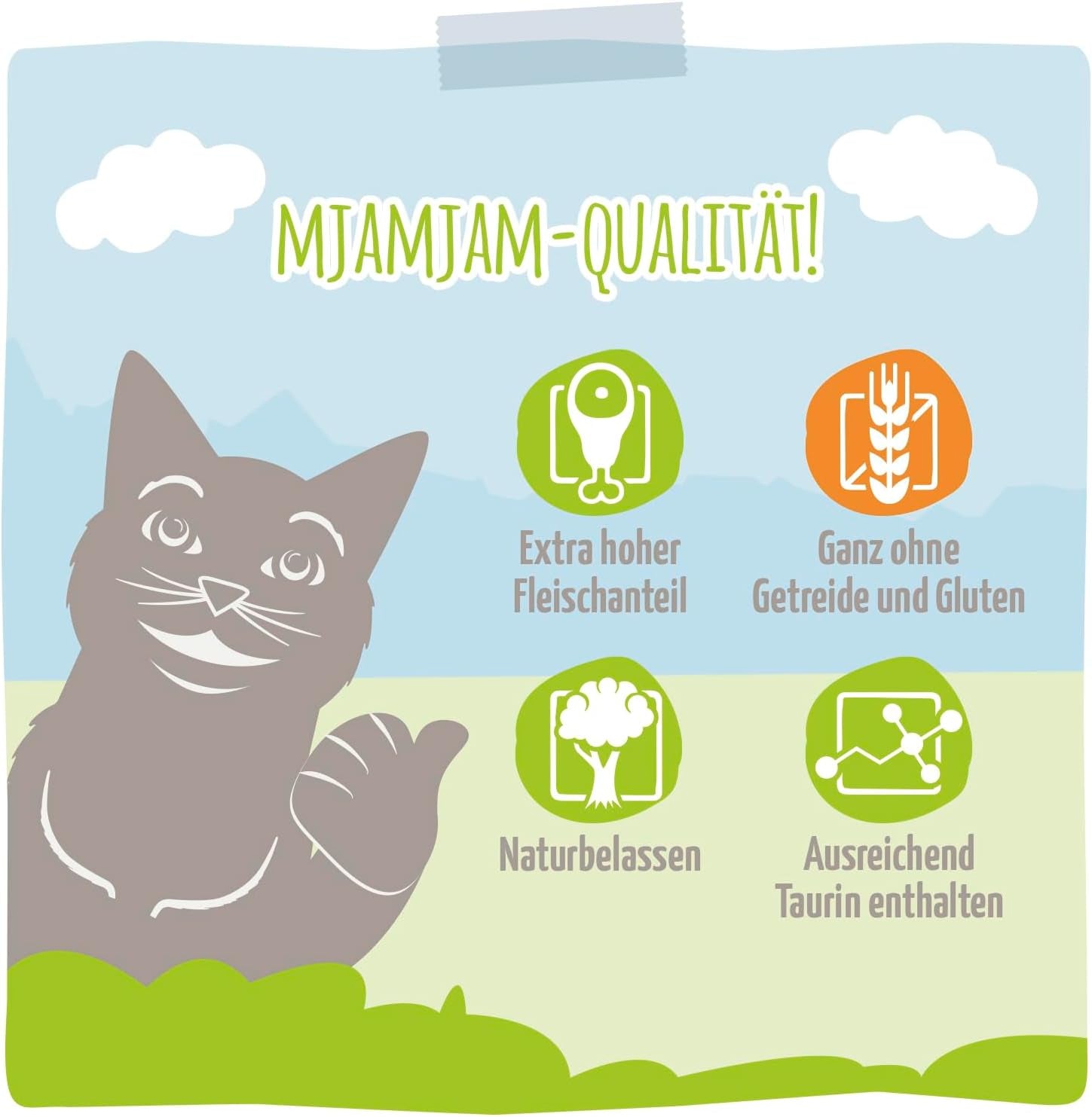 MjAMjAM - Cibo umido premium per gatti - Confezione di deliziosi pasti mix III per il tuo gatto Confezione da 6 (6 x 200 g) senza cereali con carne extra