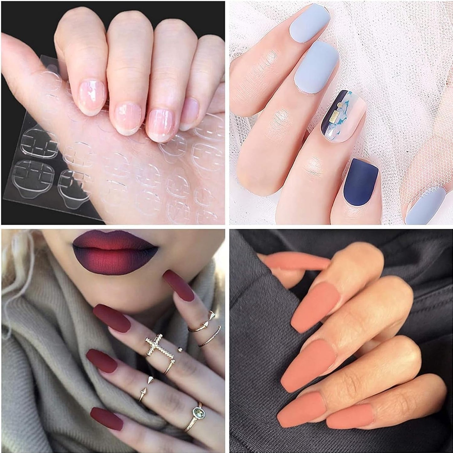 100 Pezzi Modelli per Nail Art Modelli per Modellare Autoadesivi con 4 Fogli Cuscinetti per Unghie Adesivi Trasparenti e 3 Lime per Unghie Accessori per Estensione Unghie in Gel per Unghie Artificiali