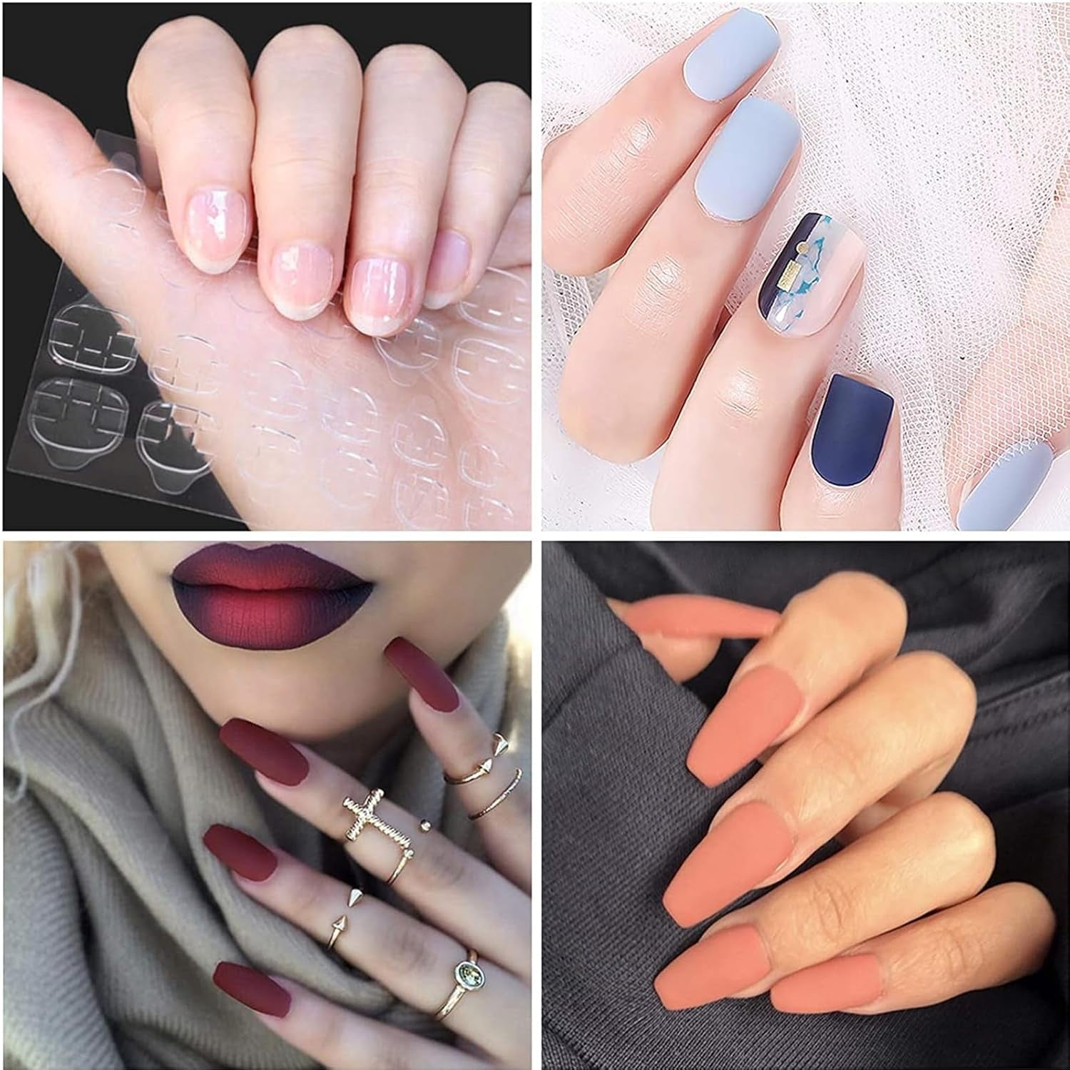 100 Pezzi Modelli per Nail Art Modelli per Modellare Autoadesivi con 4 Fogli Cuscinetti per Unghie Adesivi Trasparenti e 3 Lime per Unghie Accessori per Estensione Unghie in Gel per Unghie Artificiali