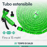 Tubo da giardino estensibile da 15 m con 7 funzioni per la pulizia impermeabile