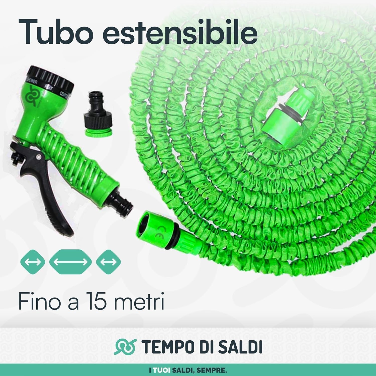 Tubo da giardino estensibile da 15 m con 7 funzioni per la pulizia impermeabile
