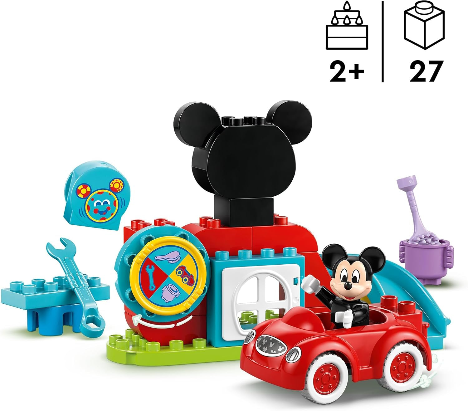 LEGO DUPLO - Disney Clubhouse e auto di Topolino - giocattolo educativo per bambini in età prescolare - set da costruzione con 2 minifigure, inclusi Topolino e Computer Toodles - idea regalo per ragazzi e ragazze dai 2 anni 10454 Set da costruzione Beuche den LEGO-Store