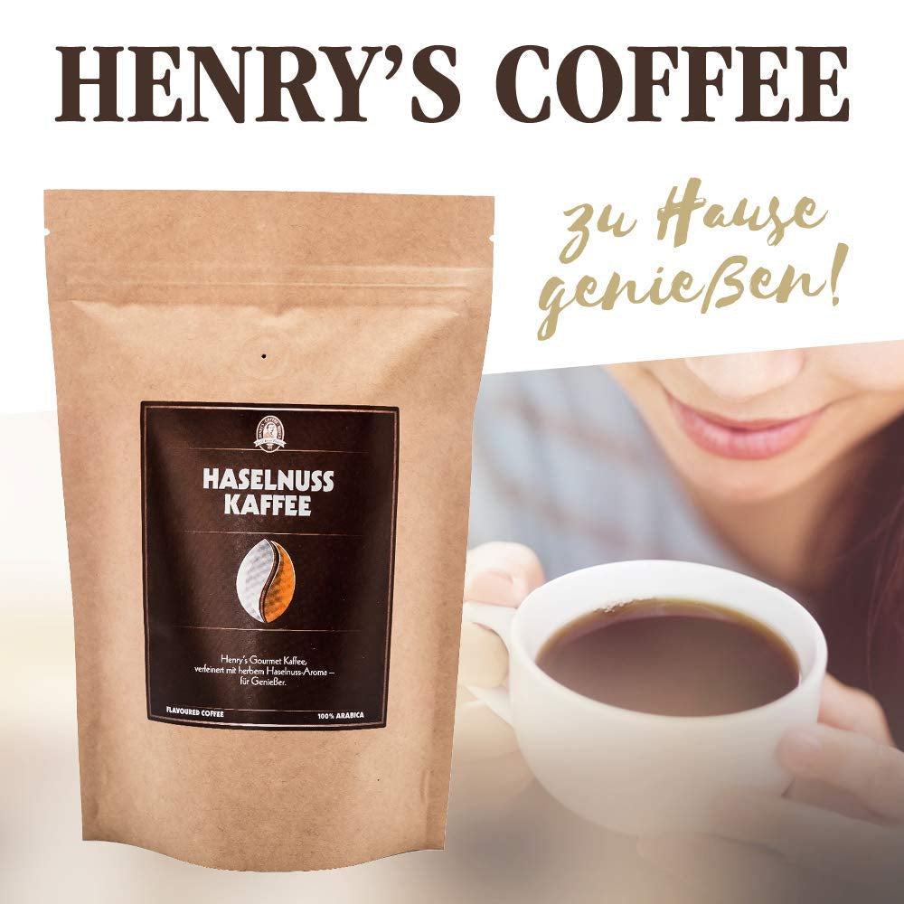 Henry's Hazelnut Coffee 1000g - Raffinato caffè gourmet dai sapori più raffinati - tostato artigianalmente - chicchi di caffè premium