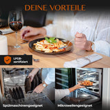 Servizio Piatti in Gres 12 Pezzi - Linea Prairie - Design Elegante nei Toni del Marrone/Nero, Set di 4 Piatti Piani, 4 Piatti Dessert e 4 Piatti Piani/Collezione Premium