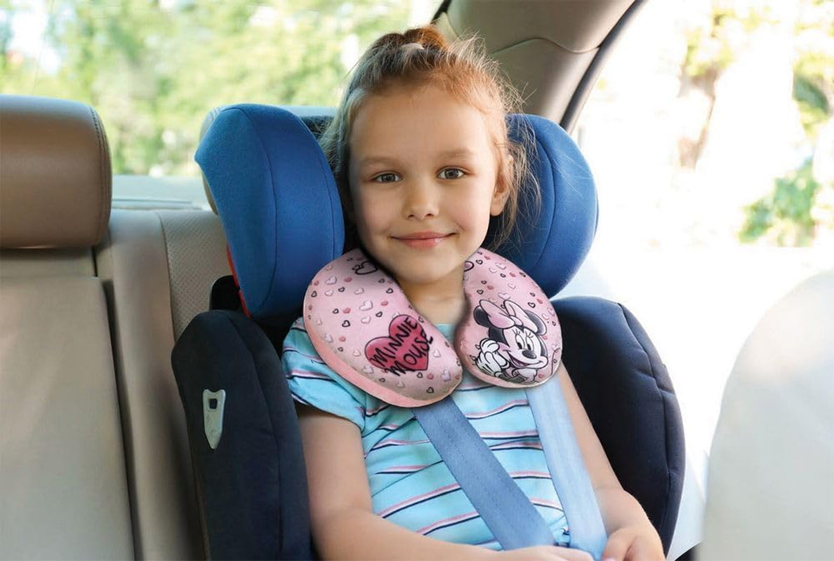 Tataway in Viaggio SI Grows - Cuscino da viaggio Disney Minnie Mouse | Materiale morbido e vellutato | Lavabile a mano 30° | Imbottitura con micro perle | Seggiolino per bambini adatto dai 3 anni, Rosa, taglia unica, velluto Cuscini da viaggio Naty Shop