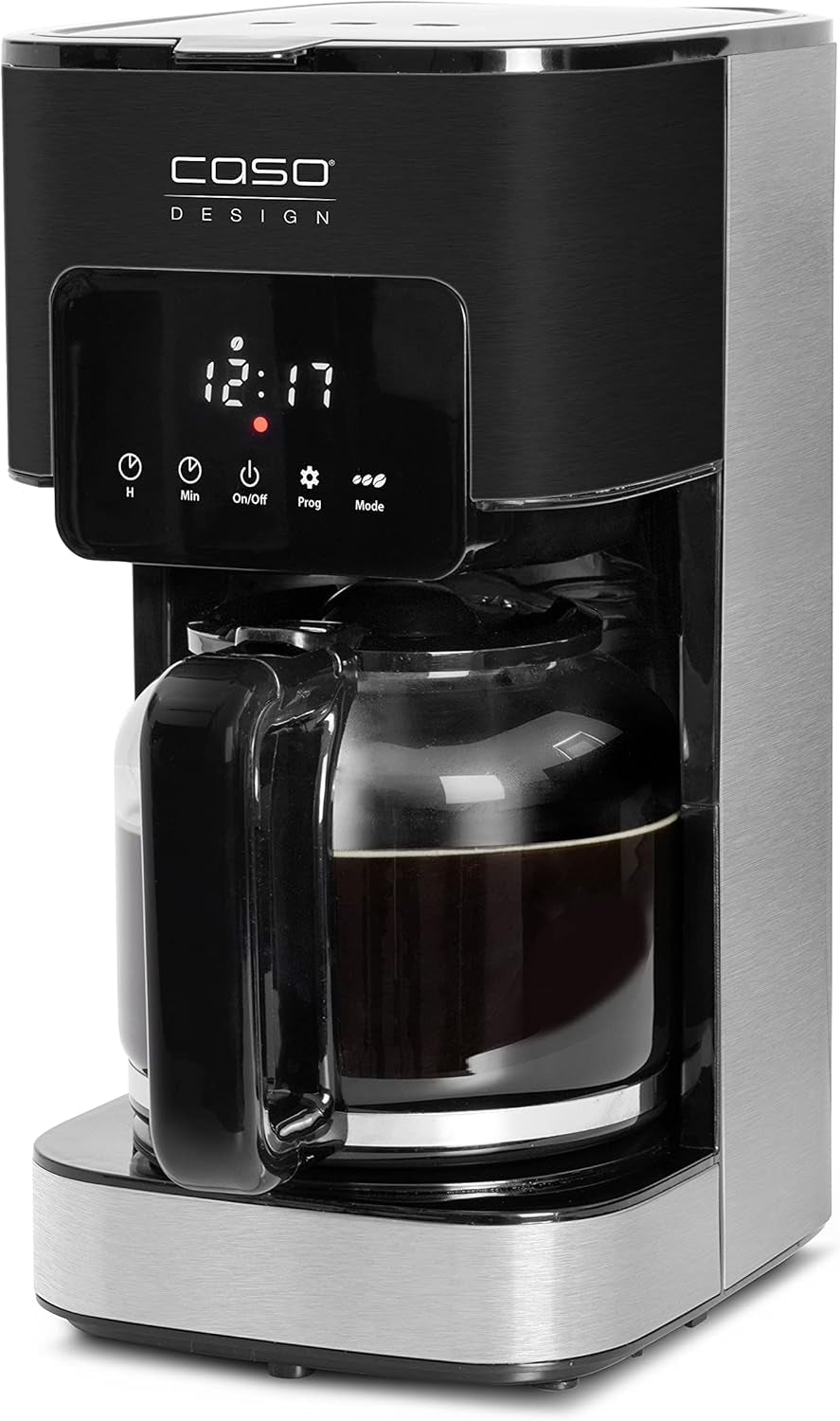 Macchina per caffè espresso CASO Coffee Taste and Style con filtro permanente, 1,5 l, temperatura di erogazione ottimale 92-96 °C, sistema antigoccia, testa di erogazione ottimizzata, acciaio inossidabile, 12 tazze