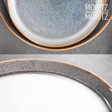 Moritz & Moritz TARENTO Servizio Piatti 24 Pezzi per 6, Grigio - Elegante Set di Piatti in Gres di Alta Qualità - Il set di stoviglie comprende 6 piatti piani, 6 piatti da dessert, 6 piatti piani e 6 tazze