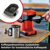 Macchina per caffè espresso a batteria Einhell TE-CF 18 Li-Solo Power X-Change (18 V, serbatoio dell'acqua da 240 ml, per caffè filtro e capsule di caffè, maniglia per il trasporto, inclusa tazza di caffè con coperchio, senza batteria)