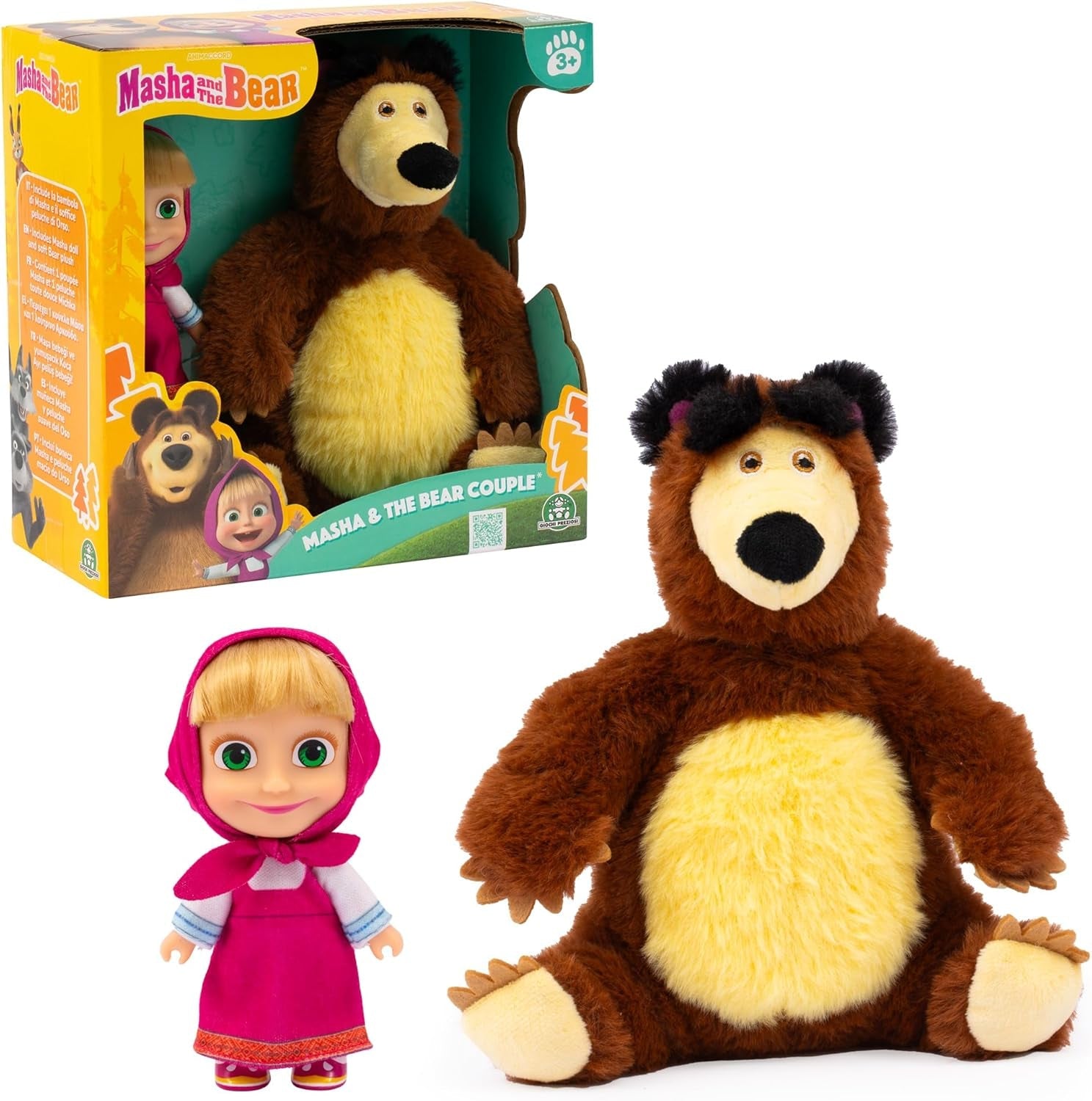 Masha e Michka bambola Masha da 12 cm e peluche Bärka da 20 cm per bambini da 3 anni in su MHA21