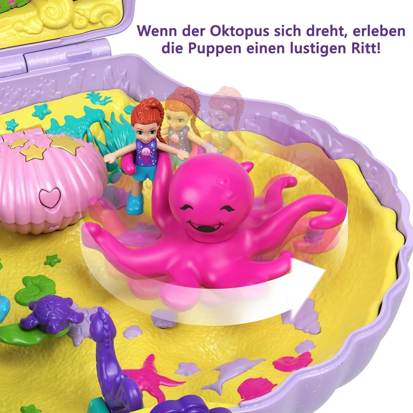 Polly Pocket Scatola Portaoggetti Borsa a Conchiglia con 2 Bambole e 1 Sottomarino Polly Pocket Sirena Giocattolo Età 4+ GNH11