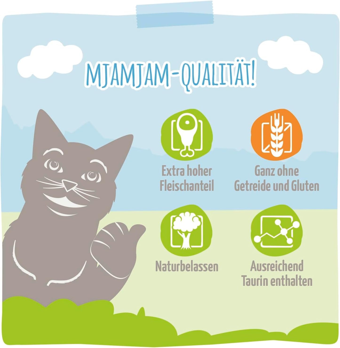 MjAMjAM - Cibo umido premium per gatti - Tenera anatra e pollame con deliziose carote, 1 confezione (1 x 400 g), senza cereali con carne extra
