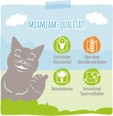 MjAMjAM - Cibo umido premium per gatti - Tenera anatra e pollame con deliziose carote, 1 confezione (1 x 400 g), senza cereali con carne extra