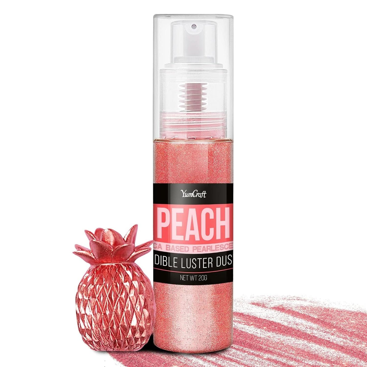 Spray commestibile glitterato, 20 grammi Naty Shop Rosso pesca