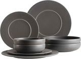 MÄSER Serie Unico, Servizio da tavola per 2, Senza tempo, Elegante, Servizio da tavola in ceramica da 8 pezzi, Gres, Antracite