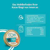 Wellness CORE 98% 12 x 85g, Pollo e Salmone - Cibo umido per gatti, patè denso, senza cereali, naturale, ipoallergenico, ricco di proteine, ricco di carne