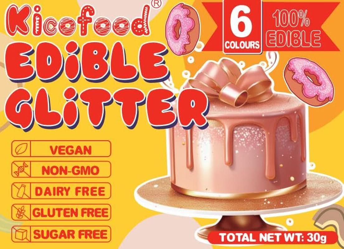 Glitter commestibili, set di 6 tonalità, 5 grammi Glitter Naty Shop