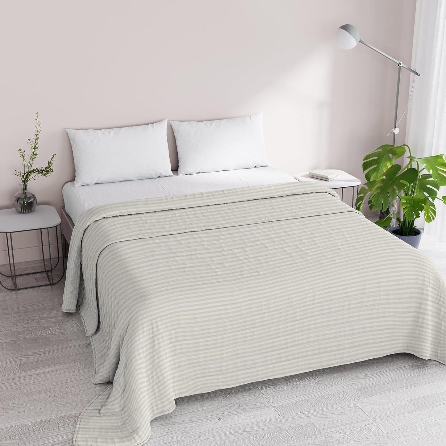 Trapunta estiva Satin Stripes, poliestere, panna, 260X250 Cm Trapunte e Trapunte Naty Shop Panna 260X250 Cm