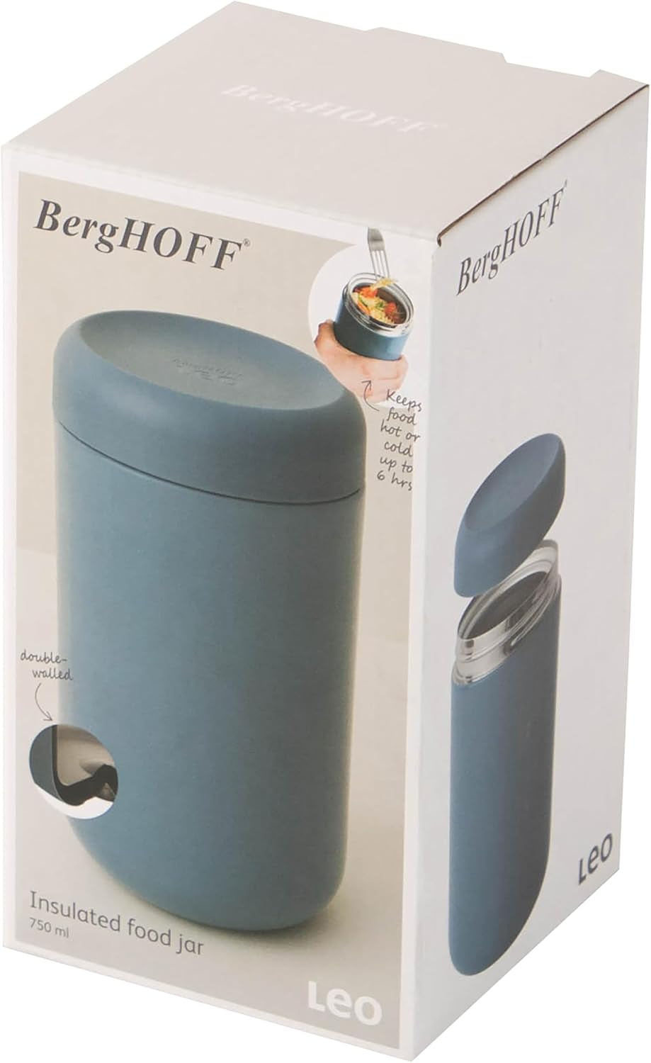 Contenitore per alimenti isotermico BergHoff 0,75 l (contenitore termico, mantiene cibi e bevande caldi o freddi fino a 6 ore, in acciaio inossidabile, contenitore per la conservazione del calore, lavabile in lavastoviglie) 3950134 Contenitori per alimenti Naty Shop