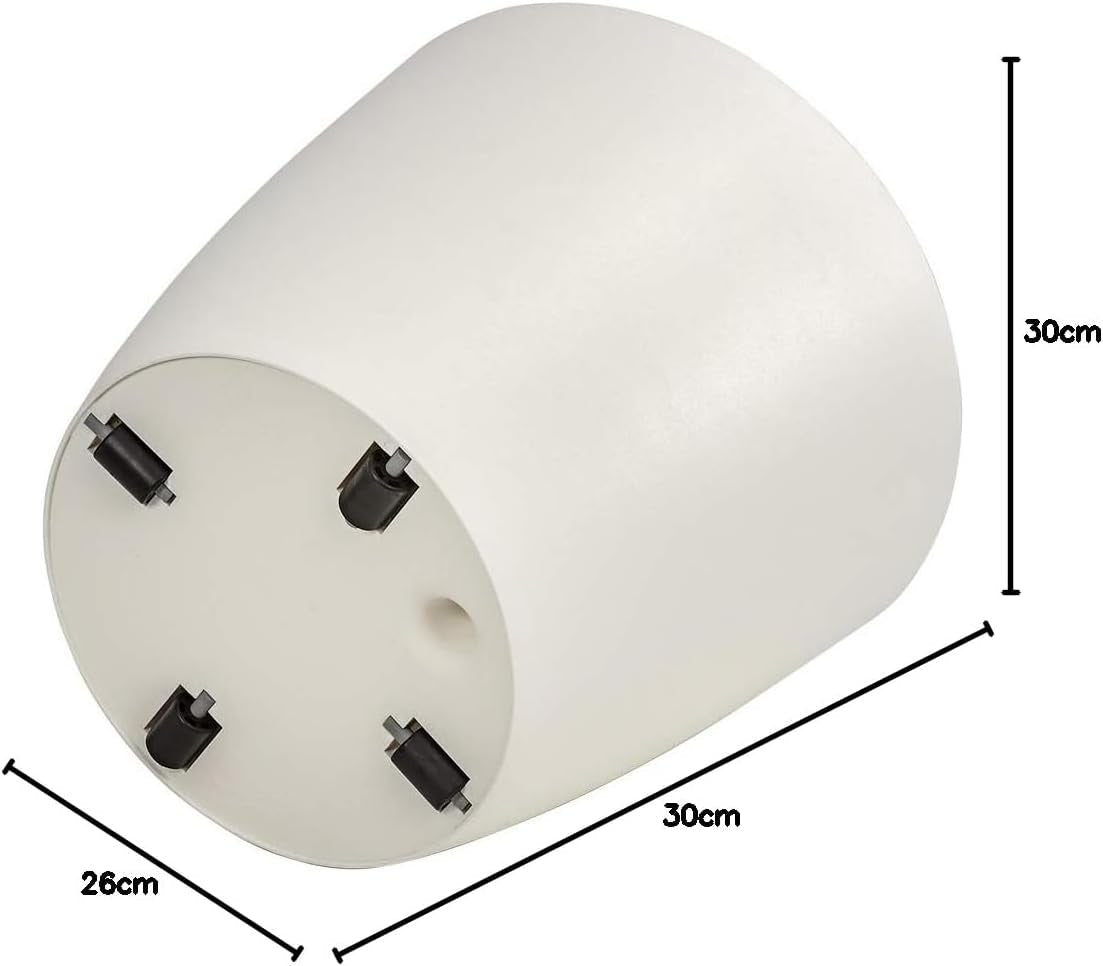 Vaso da fiori Dehner Mila con sistema di irrigazione automatica, Ø 30 cm, altezza 26 cm, plastica, bianco