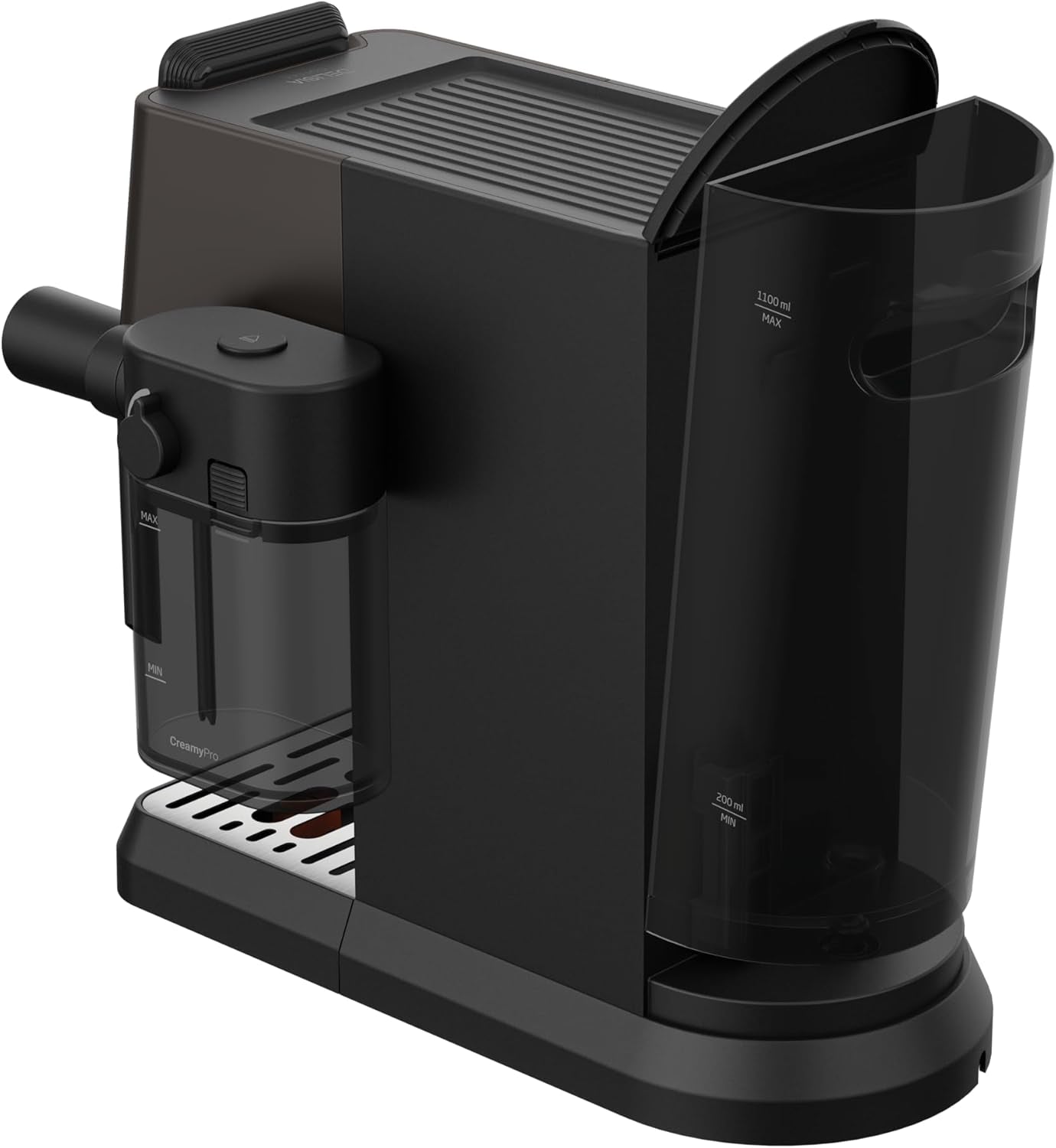 Macchina per caffè espresso portafiltro GRUNDIG KSM 5330 con contenitore del latte integrato, potenza 1628 W, pressione della pompa 15 bar, doppio ugello, display touch a colori, BrewSense, CreamyPro, Acciaio inossidabile scuro/Nero