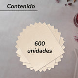 - 600 tovaglioli da cocktail della marca Bio-Eco - Colore naturale - 100% riciclabile - Micropoint - 10 X 10 Cm (piegato) e 20 X 20 Cm (non piegato)