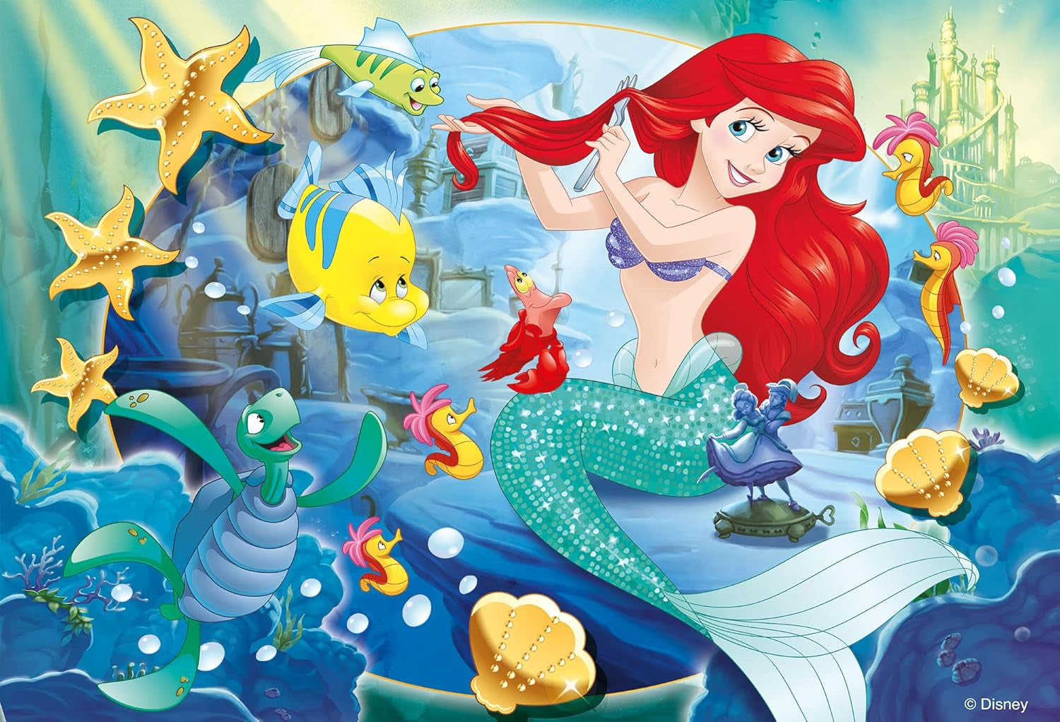 Lisciani - Puzzle DISNEY Ariel - Ricrea e colora le scene delle tue scatole preferite - da 7 anni - PUZZLE GRANDE da 250 pezzi - Incoraggia la destrezza Puzzle Naty Shop