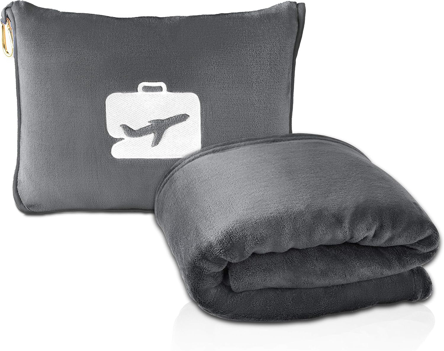 Eversnug Coperta e cuscino da viaggio - Morbida coperta da aereo 2 in 1 con morbida fodera per cuscino tascabile, fodera per borsa e supporto per zaino (rosso bordeaux) Cuscini da viaggio Naty Shop Grigio