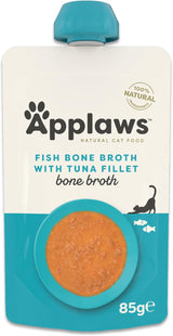 Applaws Cibo umido per gatti 100% naturale - Zuppa di lische di pesce con tonno, 12 bustine con filtro x 85 g