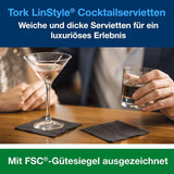 Tork Linstyle 509542 Tovaglioli da cocktail neri, piega 1/4, 1 velo, 23,8 x 23,8 cm, 1 x 100 tovaglioli