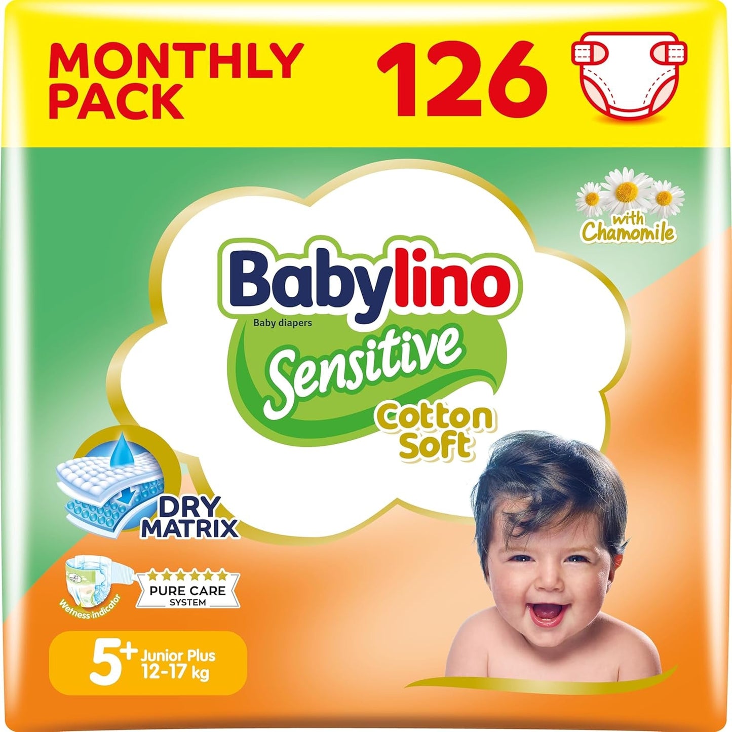 Pannolini per bambini sensibili, taglia 6, extra large (13-18 kg), 114 pannolini