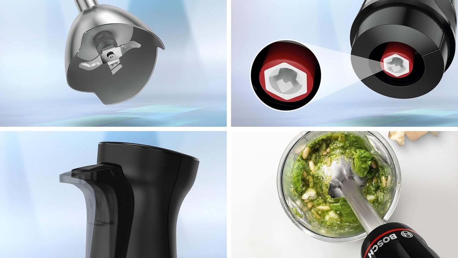 Robot da cucina Bosch Ergomaster Serie 4, 1000 Watt, Edelstahl-Mixstab, Zerkleinerer, Mix-/Messbecher, Schwarz Kitchen Naty Shop