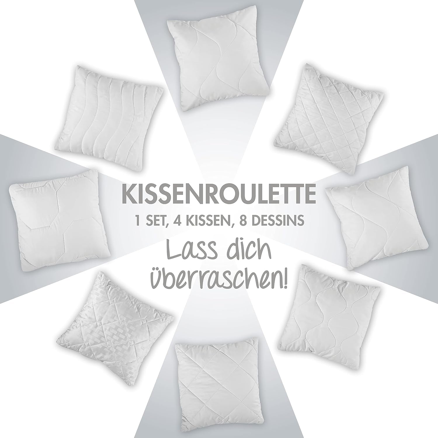 Traumnacht Comfortable roulette pillow, Set of 4 pillows, With quilted cover and foam filling, 40 X 40 cm, Oeko-Tex certified, Made according to the German quality standard Naty Shop standard pillows