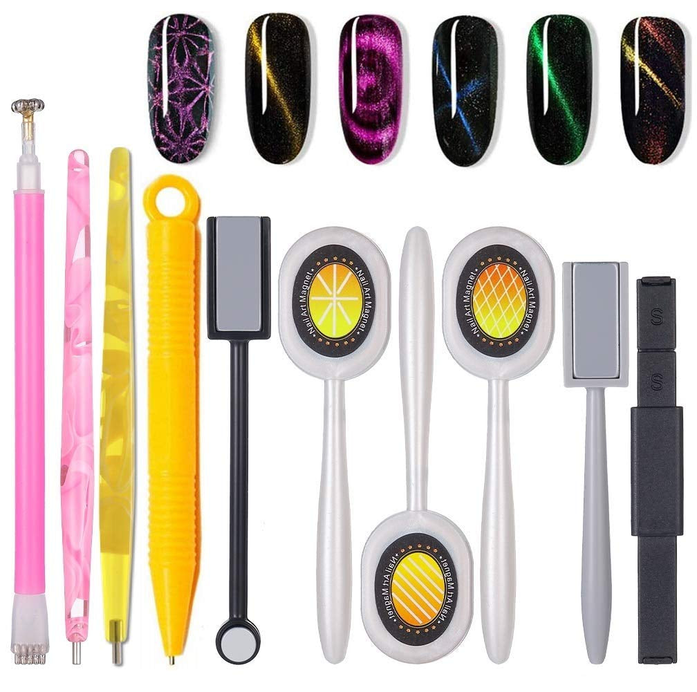 Nail Art Werkzeug Magnetstift, 10 Stück Nagel Magnet Stick Tool Set, Nagel Magnet Stift e Starker Magnet Stock Punktierungsstifte Für DIY 3D Magnetics Katzenauge UV Gel Polnisch Nagel Kunst